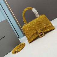 Balenciaga XS Hourglass Handbag with Crystals In Calfskin Yellow