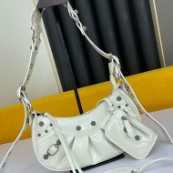 Balenciaga XS Le Cagole Shoulder Bag In Embossed Leather White