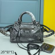 Balenciaga XS Neo Cagole Handbag In Lambskin Grey