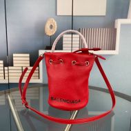 Balenciaga XS Wheel Drawstring Bucket Bag In Calfskin Red