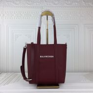 Balenciaga XXS Everyday Tote In Grained Calfskin Burgundy