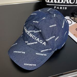 Balenciaga Allover Logo Embroidered Cap Cotton In Blue