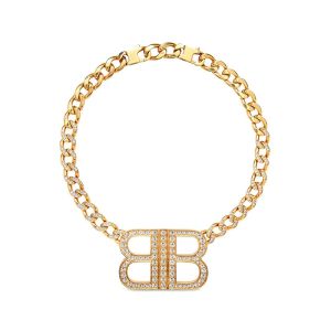 Balenciaga BB 2.0 Necklace with Crystals In Gold