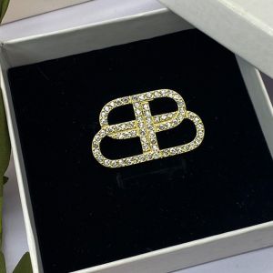 Balenciaga BB Crystals Brooch In Gold