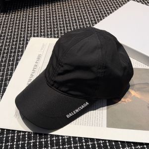 Balenciaga Brim Logo Embroidered Cap In Nylon Black