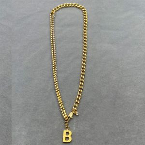 Balenciaga Crystals Chain B Pendant Necklace In Gold