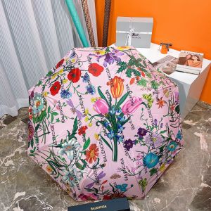 Balenciaga Floral And Monogram Print Folding Umbrella In Pink