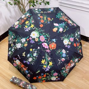 Balenciaga Floral And BB Logo Print Folding Umbrella In Black