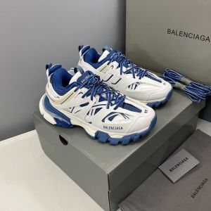 Balenciaga Glow In The Dark Track Sneakers Unisex Leather and Mesh Blue