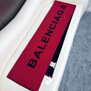 Balenciaga Logo Double Sided Scarf In Red/Black