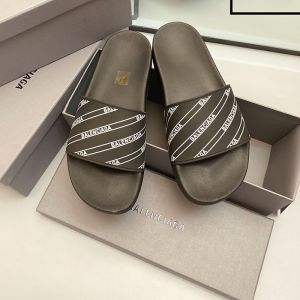 Balenciaga Pool Slides Unisex Logo Striped Rubber Black