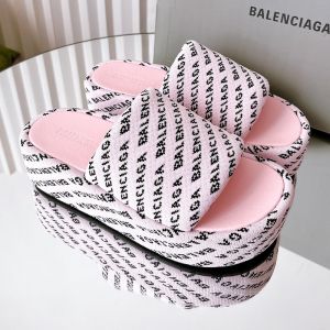 Balenciaga Rise Platform Slides Women Textile Pink