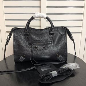 Balenciaga Small Classic City Shoulder Bag In Goatskin Black