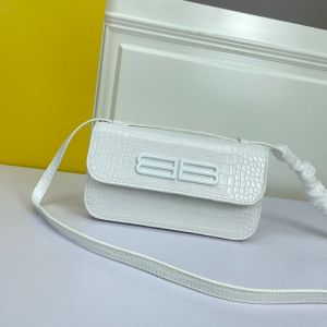 Balenciaga Small Gossip Bag In Crocodile Embossed Leather White