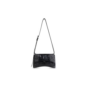 Balenciaga XS Downtown Shoulder Bag In Crocodile Embossed Leather Black