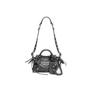 Balenciaga XS Neo Cagole Handbag In Lambskin Black