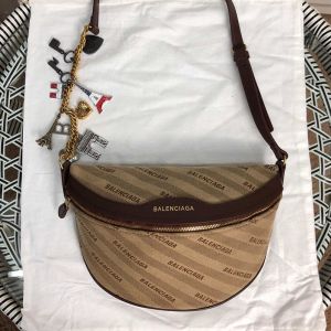 Balenciaga XS Souvenir Beltpack In Monogram Canvas Brown