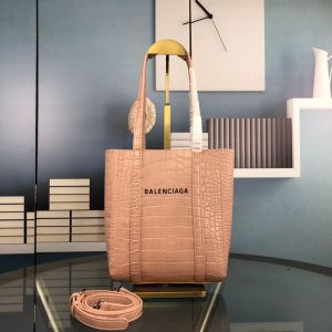 Balenciaga XXS Everyday Tote In Crocodile Embossed Leather Pink