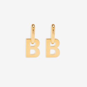 Balenciaga XL B Chain Earrings In Gold