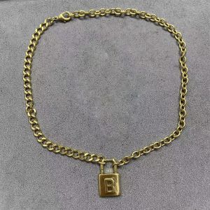 Balenciaga B Lock Pendant Chain Necklace In Gold