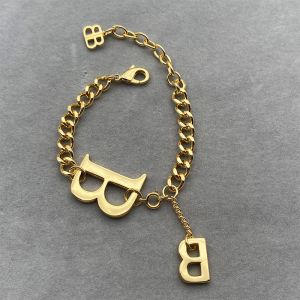 Balenciaga B Pendant Chain Bracelet In Gold