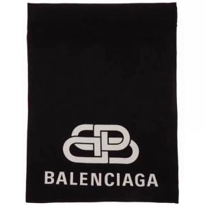 Balenciaga BB Logo Knitted Scarf In Black