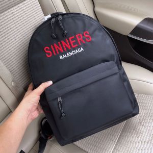 Balenciaga Explorer Backpack Sinners Printed In Nylon Black