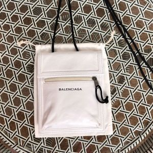 Balenciaga Explorer Pouch with Strap In Waxyskin White