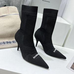 Balenciaga Knife 80MM Boots Women Knit Black