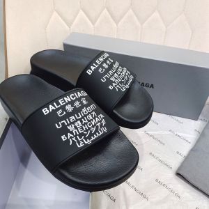 Balenciaga Pool Slides Unisex Multi Logo Rubber Black