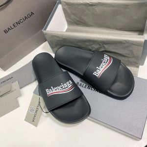 Balenciaga Pool Slides Unisex Political Campaign Rubber Black