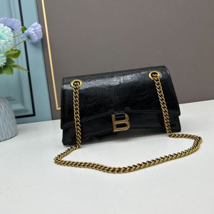 Balenciaga Small Crush Chain Bag In Crushed Calfskin Black