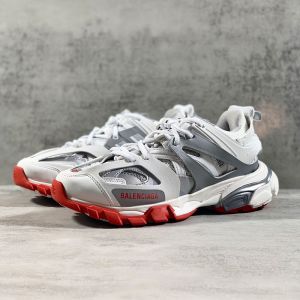 Balenciaga Track Sneakers Unisex Metallic Leather and Mesh Grey