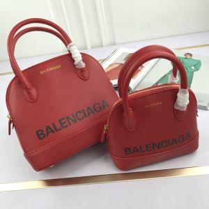 Balenciaga Ville Handbag In Grained Leather Red