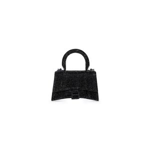 Balenciaga XS Hourglass Handbag with Crystals In Calfskin Black