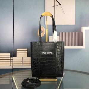 Balenciaga XXS Everyday Tote In Crocodile Embossed Leather Black