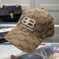 Balenciaga Allover BB Logo Embroidered Cap In Brown