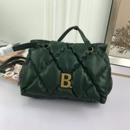 Balenciaga B Flap Bag In Quilted Nappa Leather Green