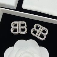 Balenciaga BB Icon Crystals Earrings In Silver