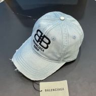 Balenciaga BB Paris Baseball Cap Denim In Blue/Black