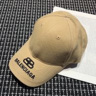 Balenciaga BB Visor Cap Embroidered Logo Cotton In Camel