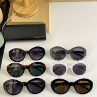 Balenciaga BB0208S Rive Gauche Round Acetate Sunglasses with Twisted Logo