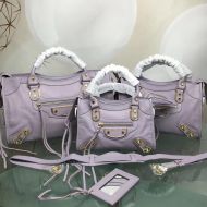 Balenciaga Classic City Shoulder Bag In Edged Goatskin Purple