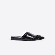 Balenciaga Cosy BB Mules Women Crocodile Embossed Calfskin Black