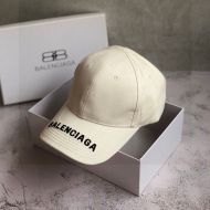 Balenciaga Embroidered Cap Cotton In Beige