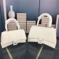 Balenciaga Hourglass Handbag In Leather White