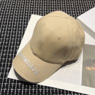 Balenciaga Logo Embroidered Cap Cotton In Beige/White