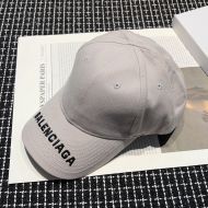 Balenciaga Logo Embroidered Cap Cotton In Grey/Black