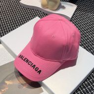 Balenciaga Logo Embroidered Cap Cotton In Pink/Black