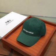 Balenciaga Logo Embroidered Cap Cotton In Green/White